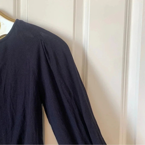 Free People Billie Crop Top Cotton Modal Long Sleeve Puff Cuff Navy Blue XS - Picture 4 of 10